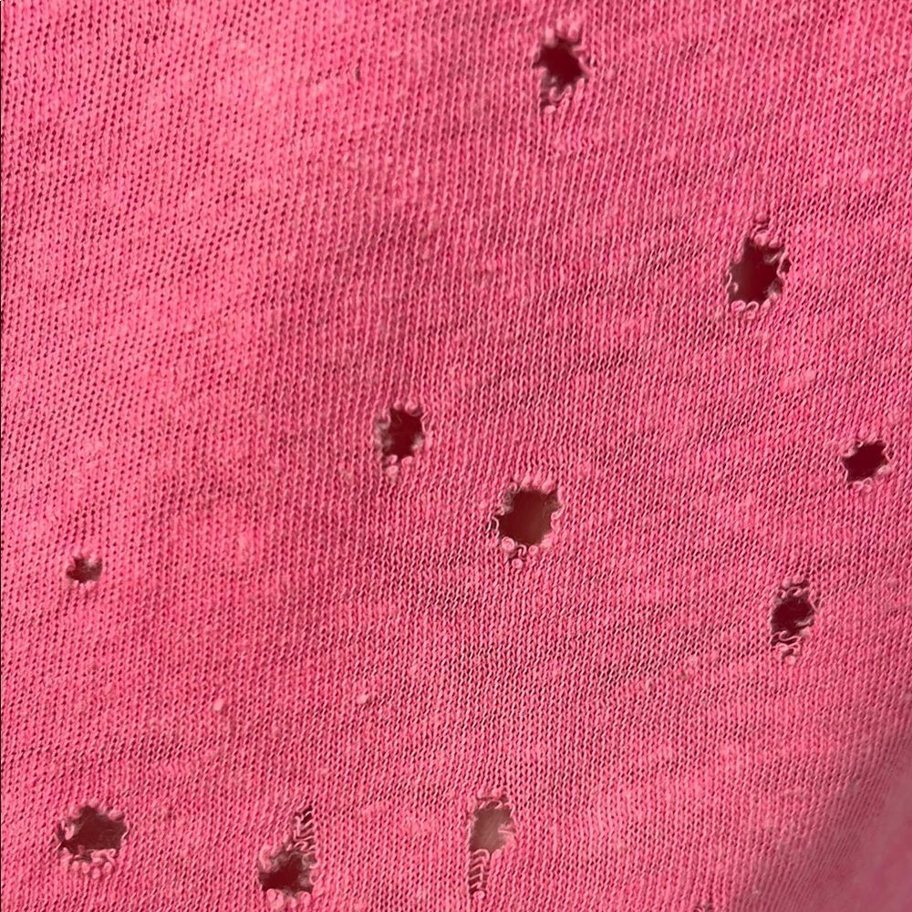 Michael Lauren Hot Pink Distressed Short Sleeve Tee - Picture 8 of 11